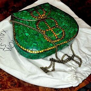 From St Xavier ~ NEW * Tags On* ~ Green & Gold Clutch Mosaic Handbag